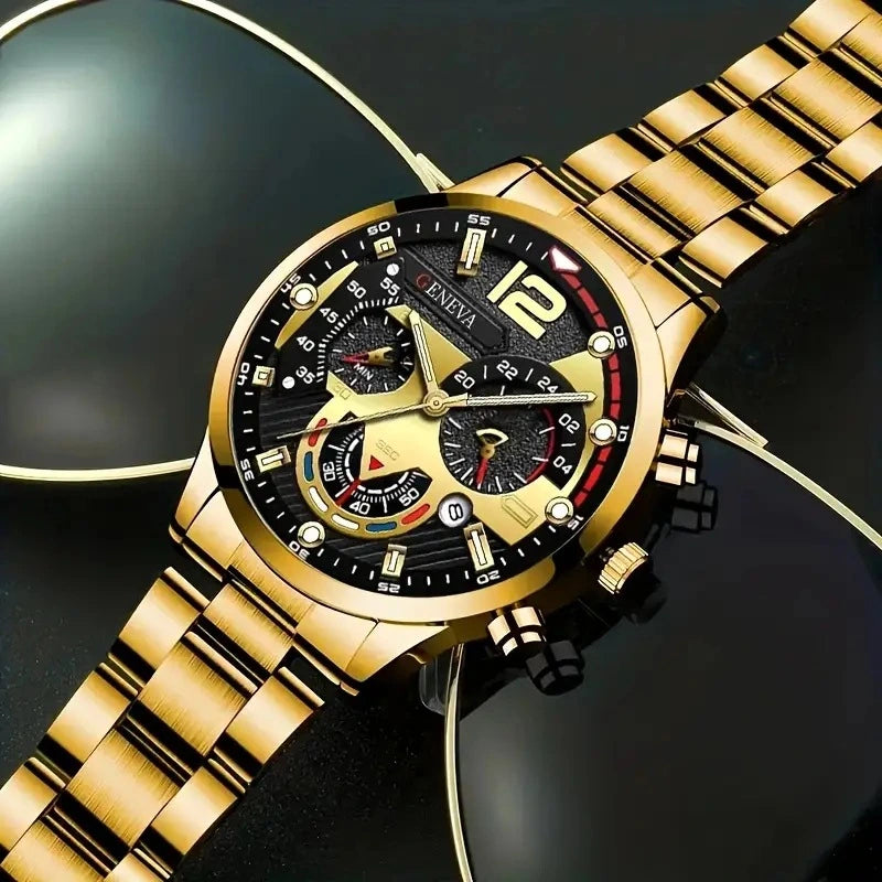 Coffret Homme 4 en 1 – Montre & Accessoires de Luxe
