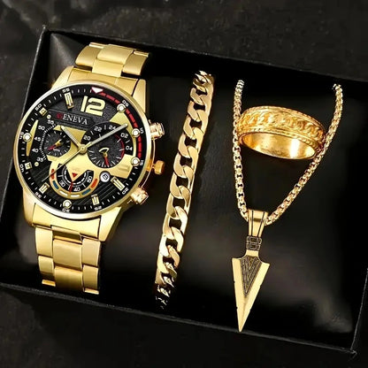 Coffret Homme 4 en 1 – Montre & Accessoires de Luxe
